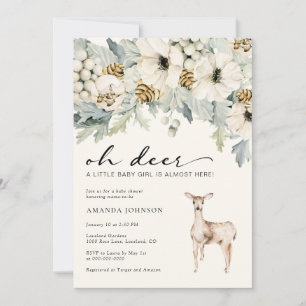 Deer Baby Girl Shower Invitation