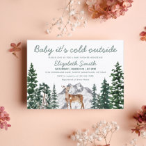 Deer Baby It's Cold Outside Girl Baby Shower Invitation