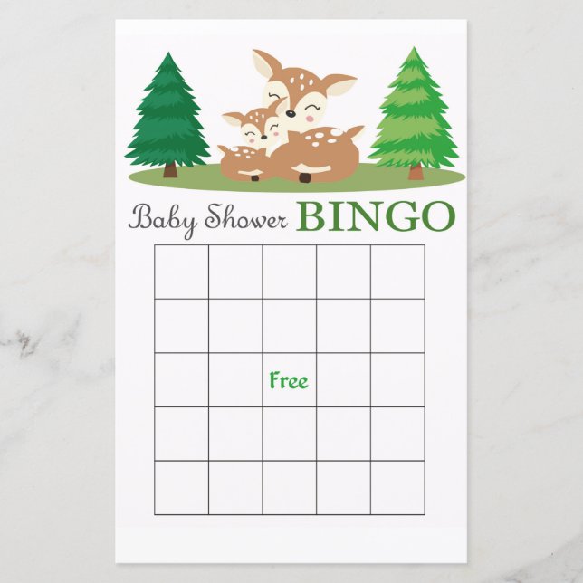 Deer baby shower bingo (Front)