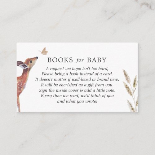 Deer Baby Shower Books For Baby Enclosure Card