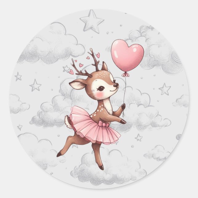 Deer Baby Shower Classic Round Sticker (Front)