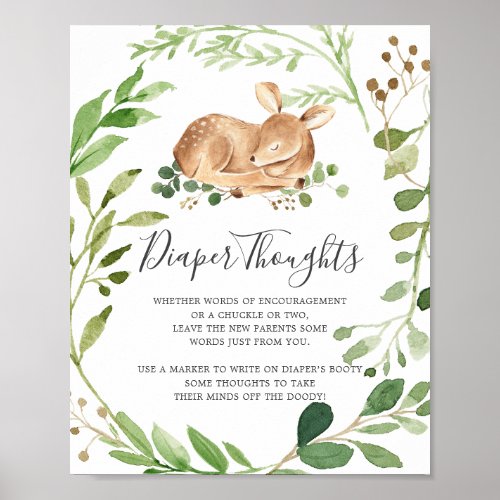 Deer Baby Shower Diaper Thoughts Sign