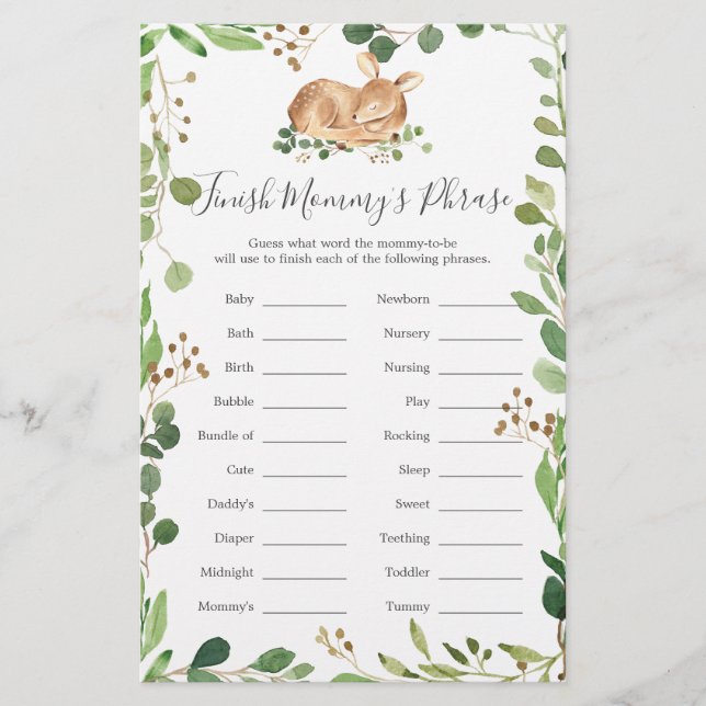 Deer Baby Shower Finish Mommy's Phrase (Front)