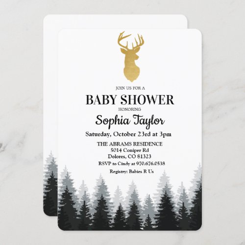 Deer Baby Shower Forest Tree Invitation