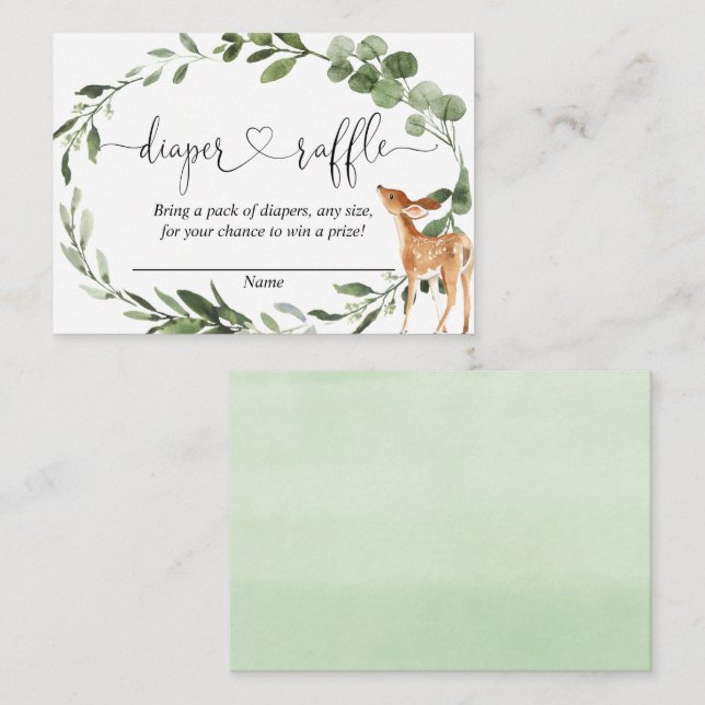 Deer baby shower greenery diaper raffle cards (Front/Back)
