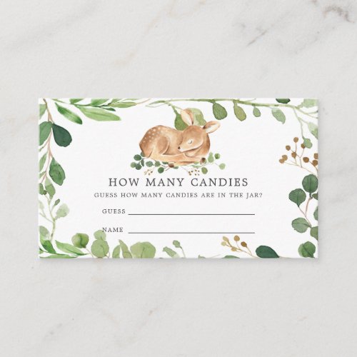 Deer Baby Shower Guess How Many Candies  Enclosure Card