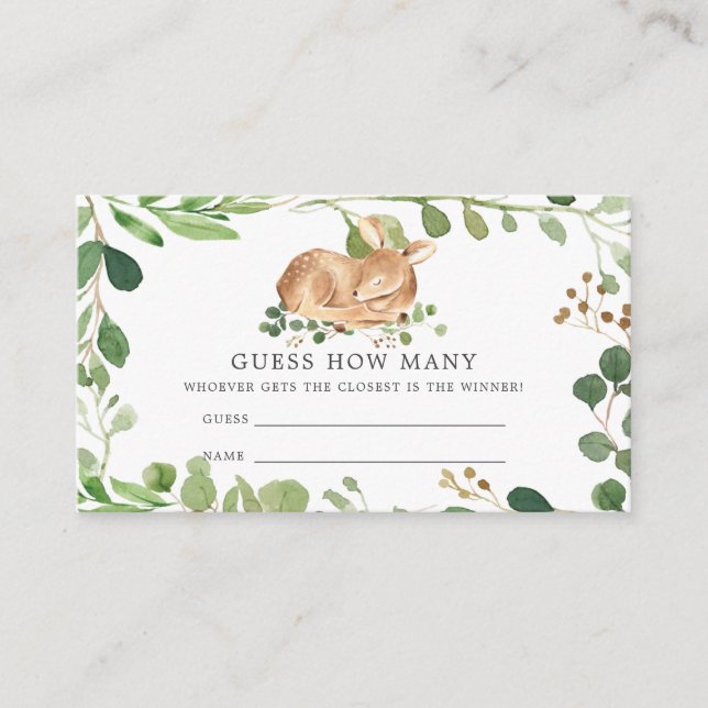 Deer Baby Shower Guess How Many Card (Front)