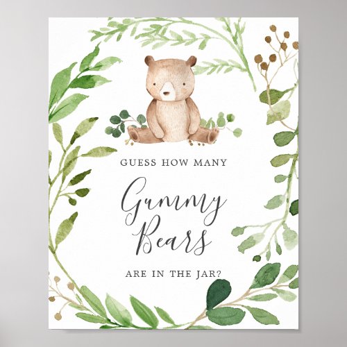 Deer Baby Shower Guess How Many Gummy Bears Poster