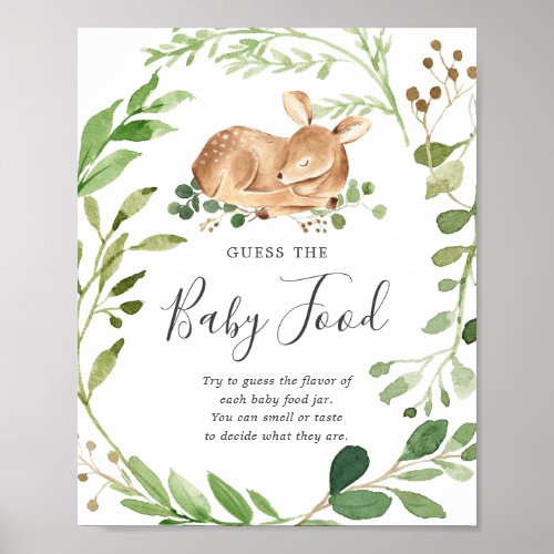 Deer Baby Shower Guess The Baby Food Poster