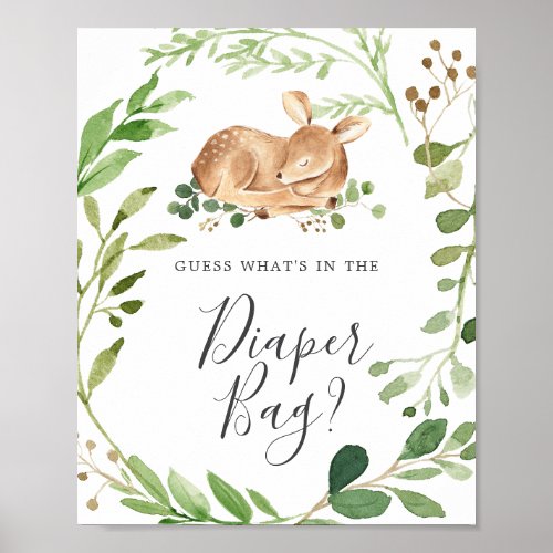 Deer Baby Shower Guess Whats in the Diaper Bag Poster
