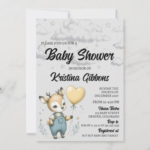 Deer Baby Shower Invitation