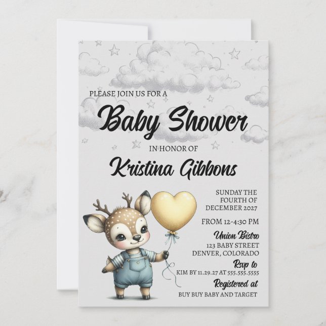 Deer Baby Shower Invitation (Front)