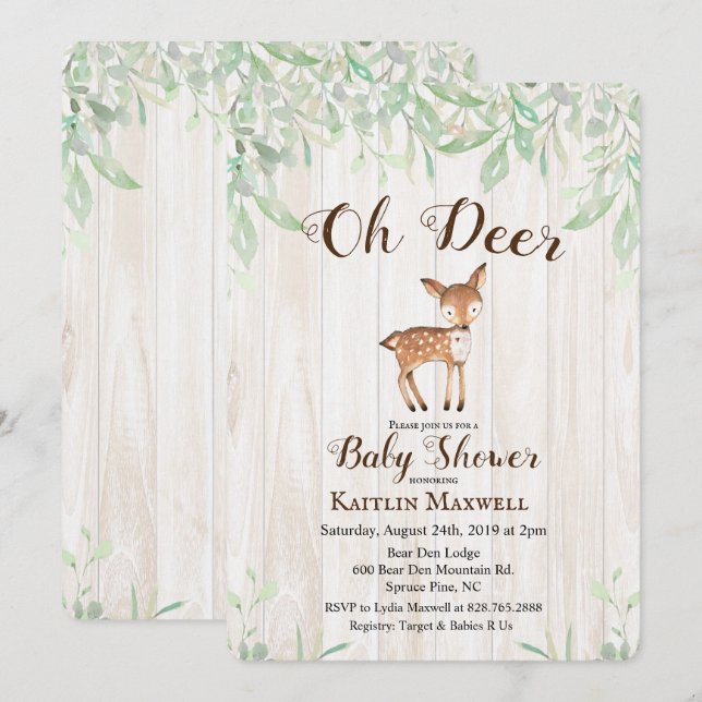 Deer Baby Shower Invitation (Front/Back)