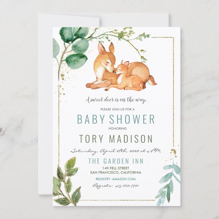 Deer Baby Shower Invitation | Zazzle