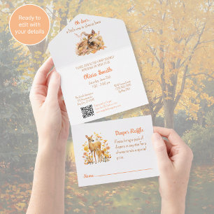 Deer Baby Shower Invitation All in One Fall Theme