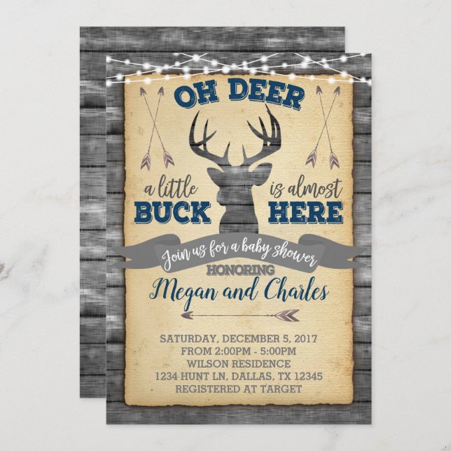 Deer Baby Shower Invitation Invite (Front/Back)