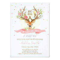 Deer baby shower invitation Woodland Antlers Girl
