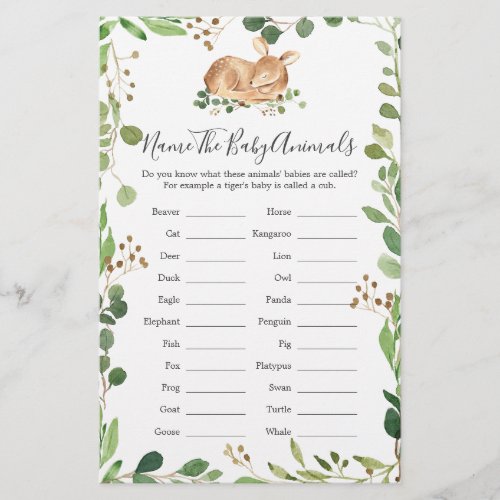 Deer Baby Shower Name The Baby Animals