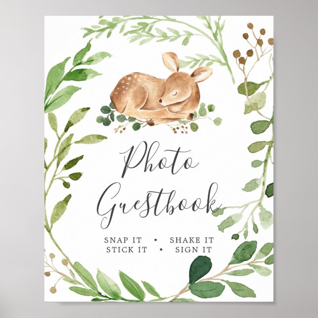 Deer Baby Shower Photo Guestbook Sign (Front)
