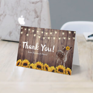 Deer Baby Shower Rustic Sunflower Thank You Card