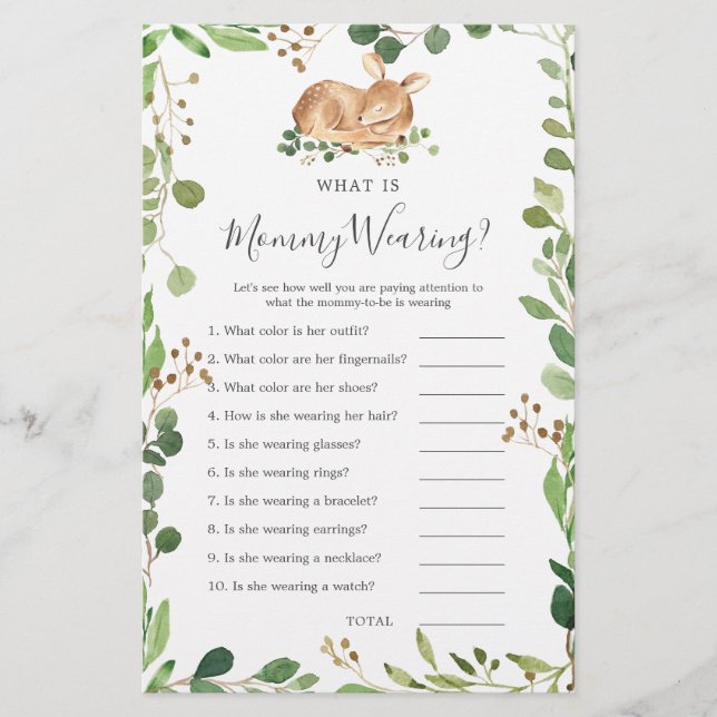 Deer Baby Shower What is Mommy Wearing (Front)