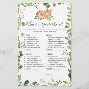 Deer Baby Shower What's in Your Phone