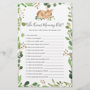 Deer Baby Shower Who Knows Mommy Best