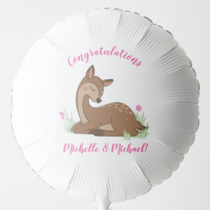 Deer Baby Shower Woodland Fawn Pink Balloon