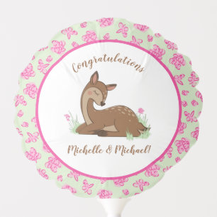 Deer Baby Shower Woodland Fawn Pink Balloon