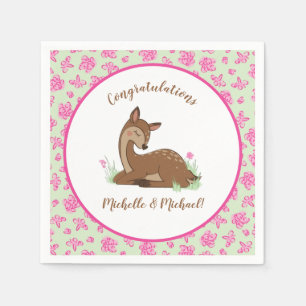Deer Baby Shower Woodland Fawn Pink Napkins
