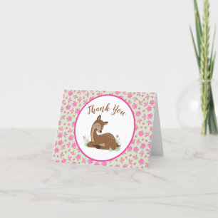 Deer Baby Shower Woodland Fawn Pink Thank You Card