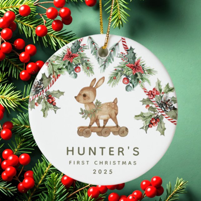 Deer Baby's First Christmas  Ceramic Ornament (Creator Uploaded)