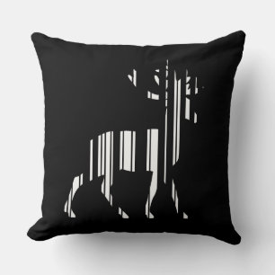 DEER BAR CODE Stag Barcode Pattern Design Throw Pillow