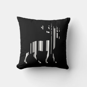 DEER BAR CODE Stag Barcode Pattern Design Throw Pillow