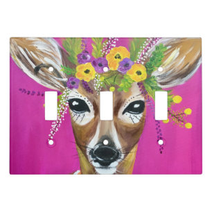 Deer Bathroom Three Light Switch Cover