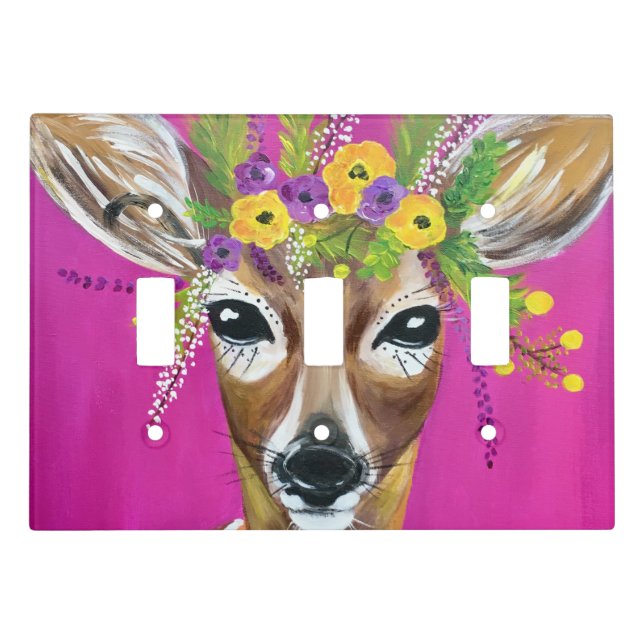 Deer Bathroom Three Light Switch Cover (Front)