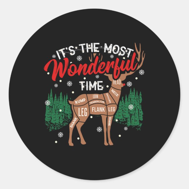 Deer Bbq Funny Grilling Bbq Pitmaster Christmas Rb Classic Round Sticker (Front)