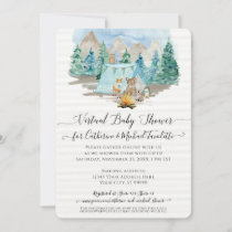 Deer Bear Watercolor Forest Virtual Baby Shower Invitation