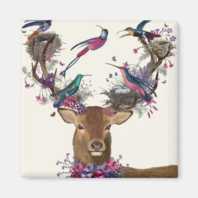 Deer Birdkeeper, Tropical Bird Nests Magnet (Front)