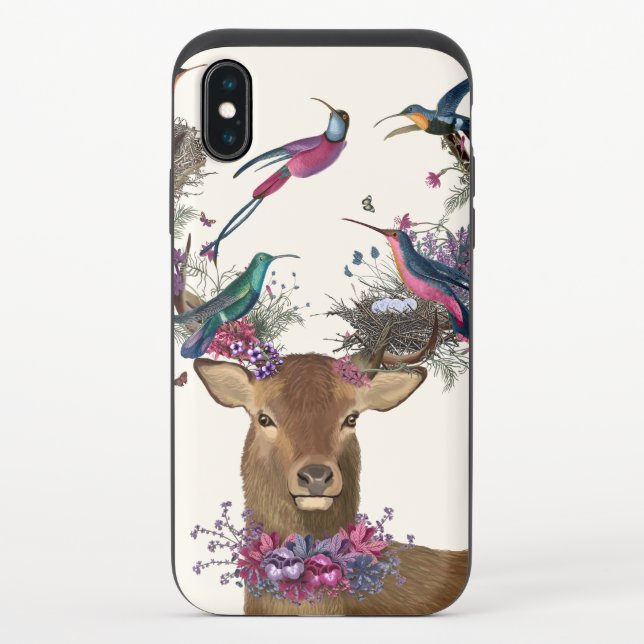 Deer Birdkeeper, Tropical Bird Nests Uncommon iPhone Case (Back)