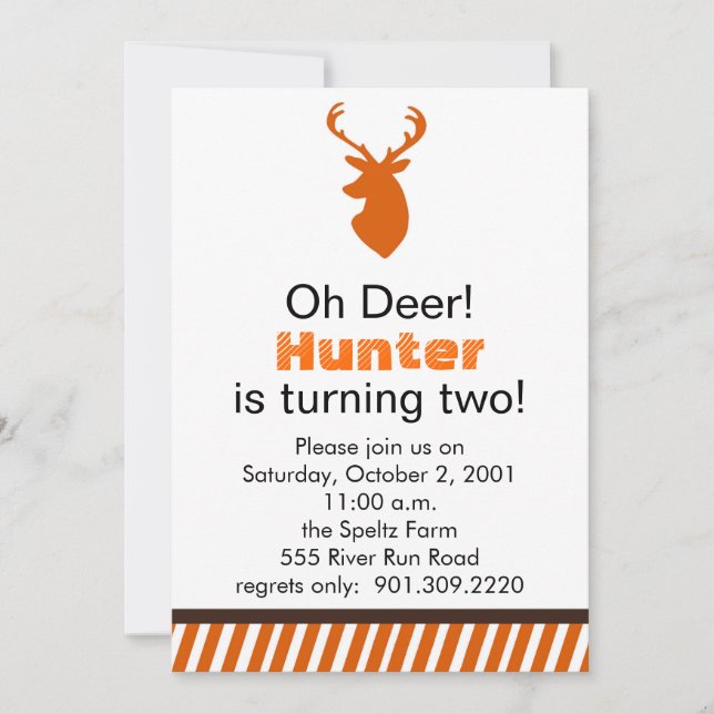 Deer Birthday Invitation (Front)