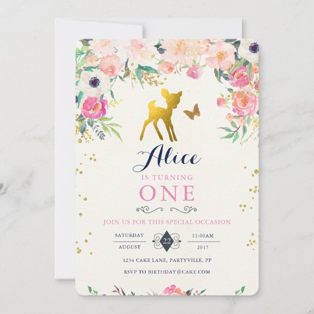 Deer Birthday Invitation (Front)