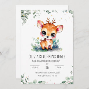 Deer birthday invitation, Forest Animals Birthday Invitation