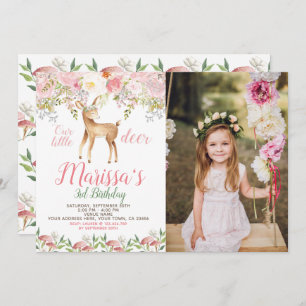 Deer Birthday Invitation with Photo