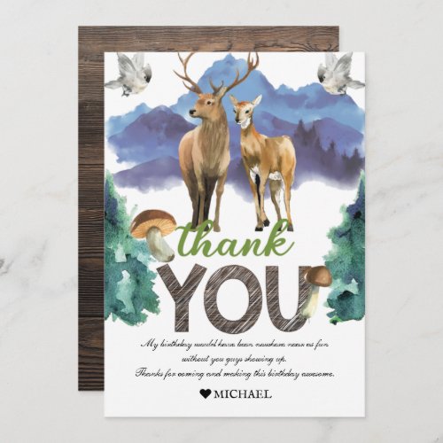 Deer Birthday Woodland Thank You Card