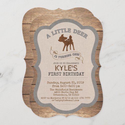 Deer Boy 1st Birthday Invitation