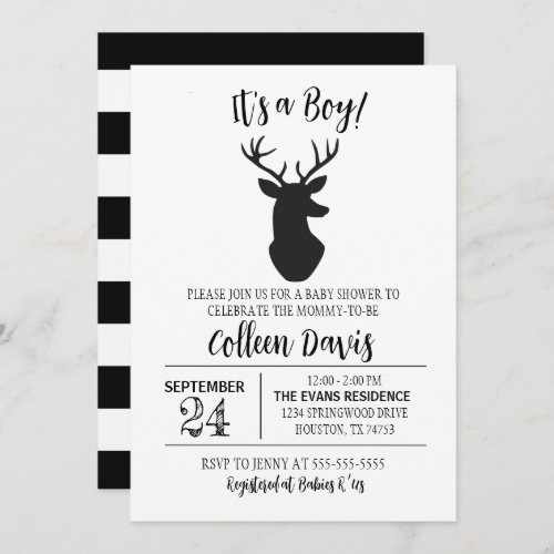 Deer Boy Baby Shower Invitation