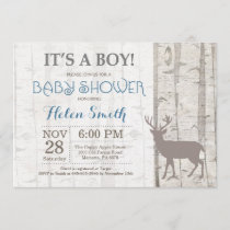 Deer Boy Baby Shower Invitation Rustic Woodland