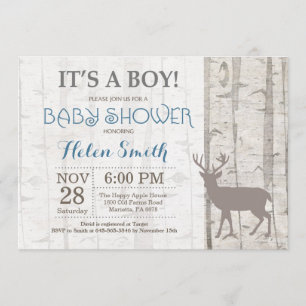 Deer Boy Baby Shower Invitation Rustic Woodland