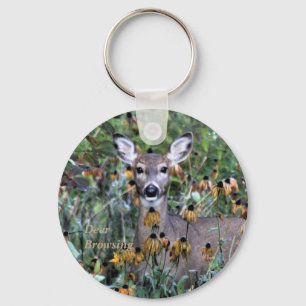 Deer Browsing Gardens After Frost Keychain